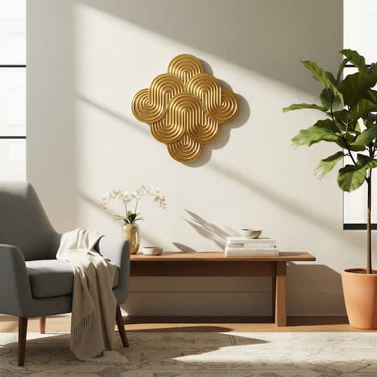 Hello Honey® 31.25" Gold Decorative Waves Metal Wall Art
